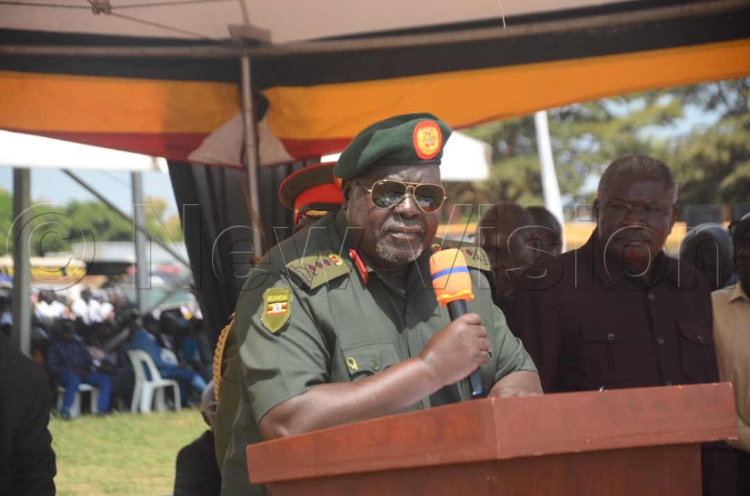 Gen. Charles Otema Awany making his remarks.
