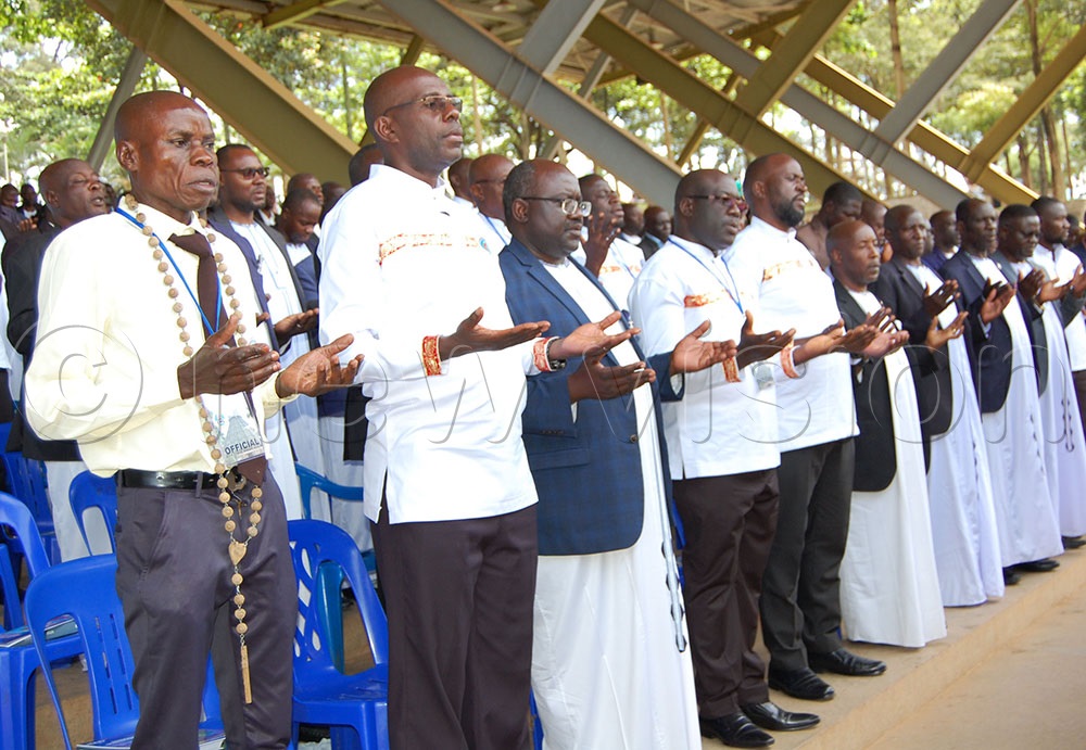 A spectacle of Catholic men during the thanksgiving mass for the 30th anniversary of their organisation, the Catholic Men's Guild in Kampala Archdocese at Uganda Martyrs Catholic Shrine, Namugongo, in Wakiso district on Sunday, November 16, 2025. (Photo by Mathias Mazinga)