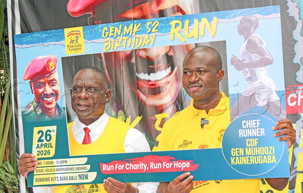 Michael Maranga Mawanda, Member of Parliament for Igara East in Bushenyi District, together with Daudi Kabanda, Member of Parliament for Kasambya County and General Secretary of the Patriotic League of Uganda (PLU), during the press briefing in Kampala on April 17, 2026. (Photo by Bridget Ahurira)