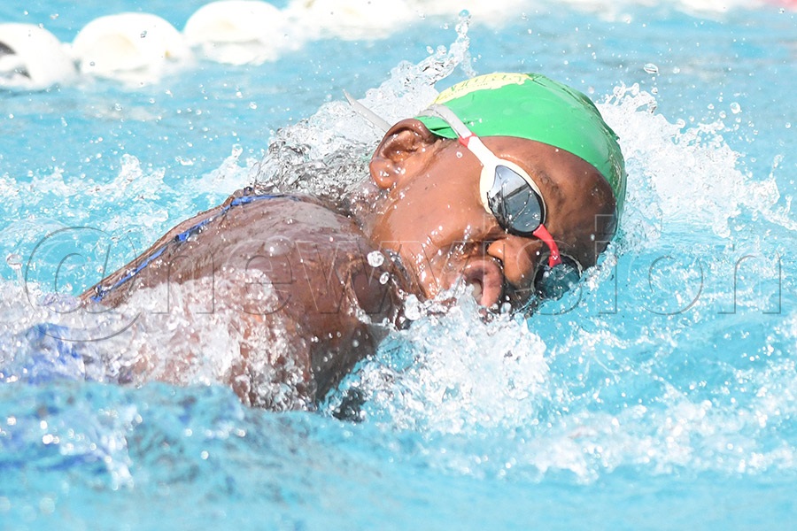 Gators' Condoleeza Nakazibwe in action in the 50m freestyle during the Gators Invitational at Kampala Parents School pool. Photo by Michael Nsubuga