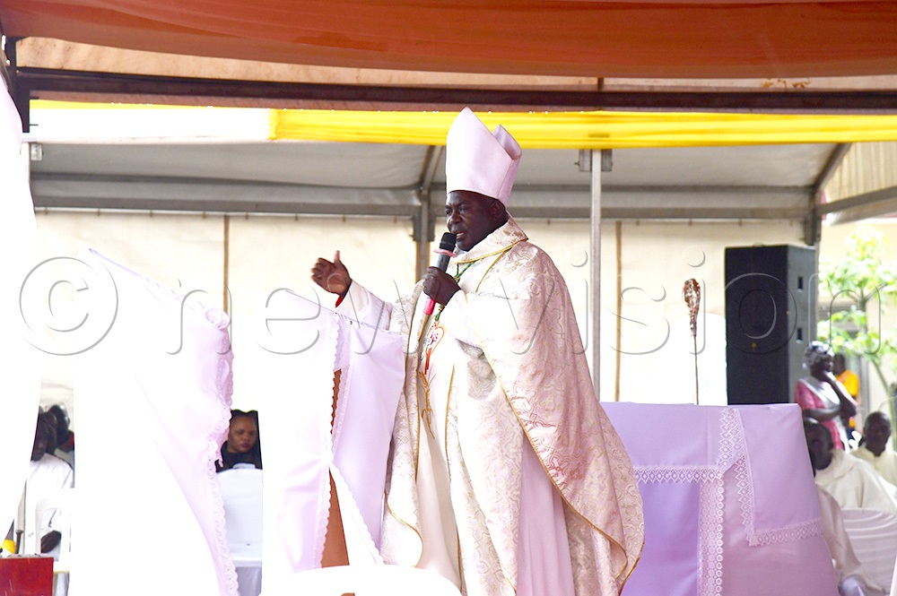 In his homily, Bishop Eibu, a native of the same village, described Emuku as a devout Catholic whose faith shaped generations. (Photo by Godfrey Ojore)