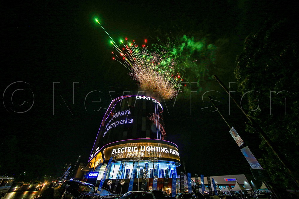 Fireworks on display announcing the official opening of CHINT Uganda electrical showroom.
