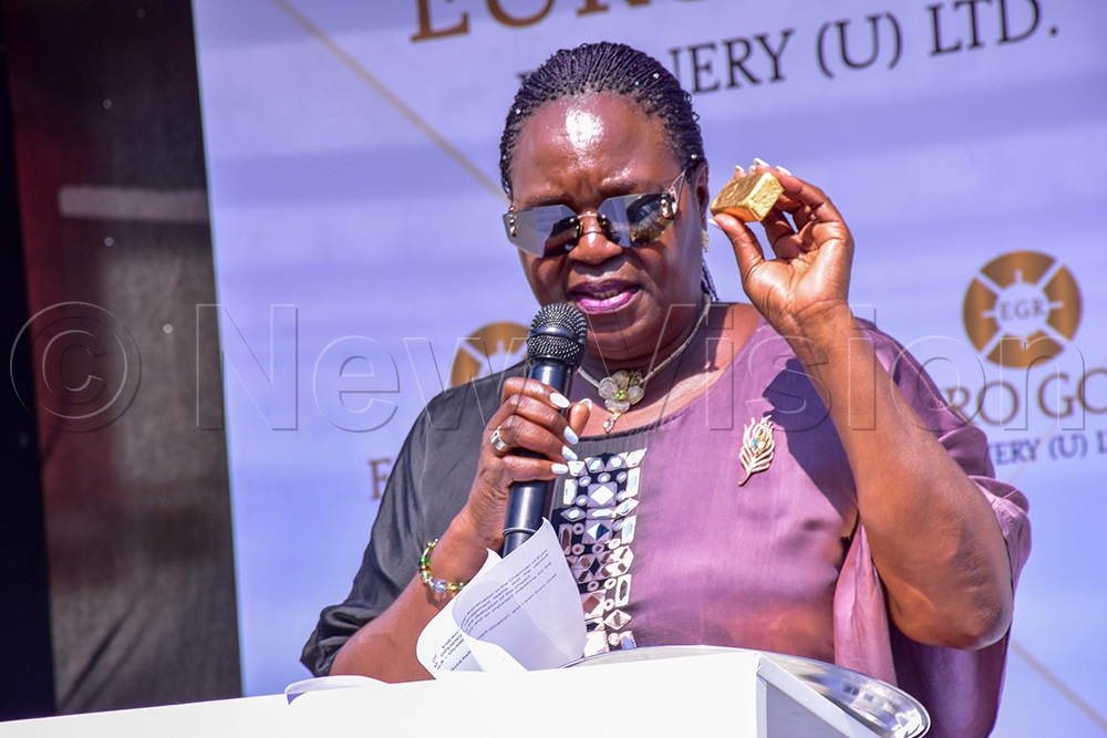 Nankabirwa with refined gold. (Credit: John Musenze)