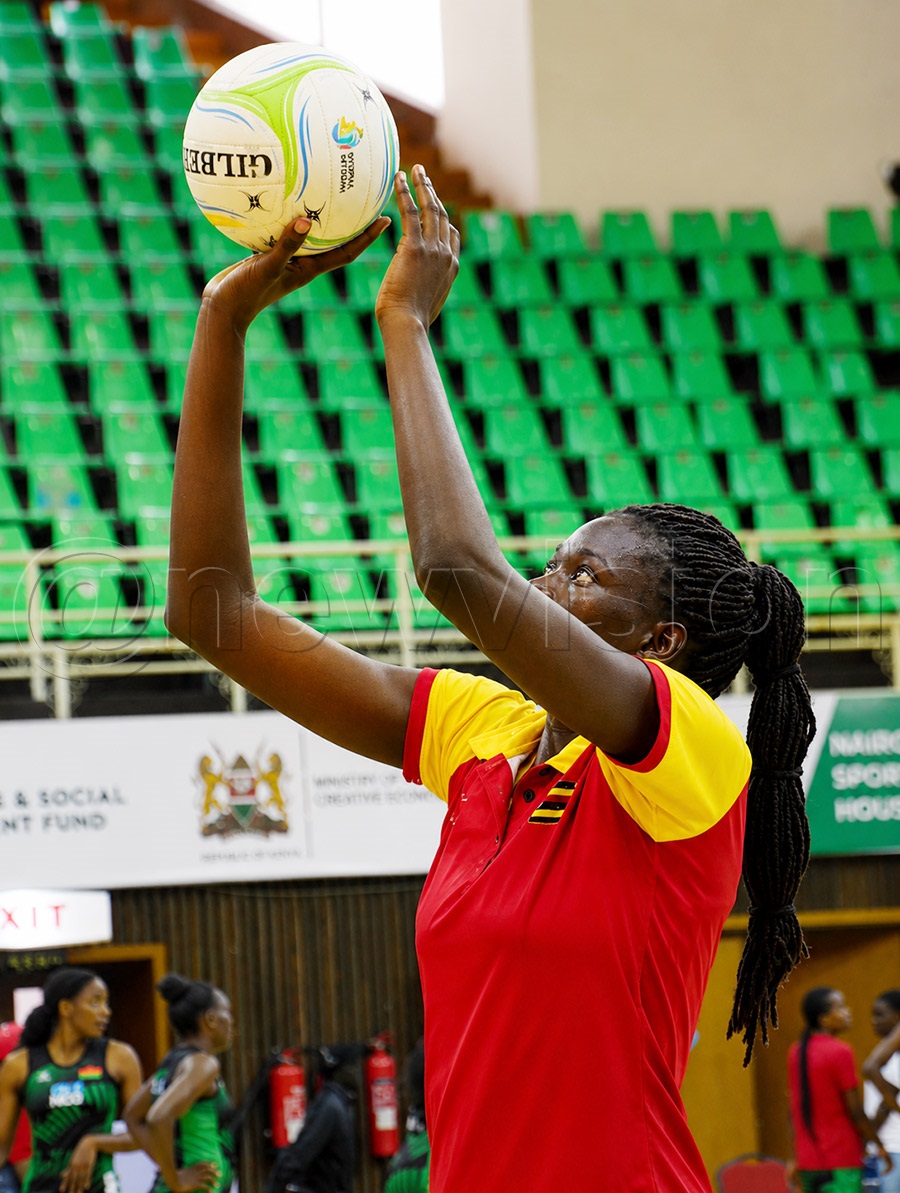 Goal shooter Christine Namulumba aiming to shoot