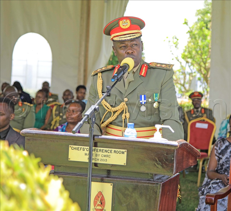 Maj Gen. Joseph Musoke Ssemwanga speaking during the event