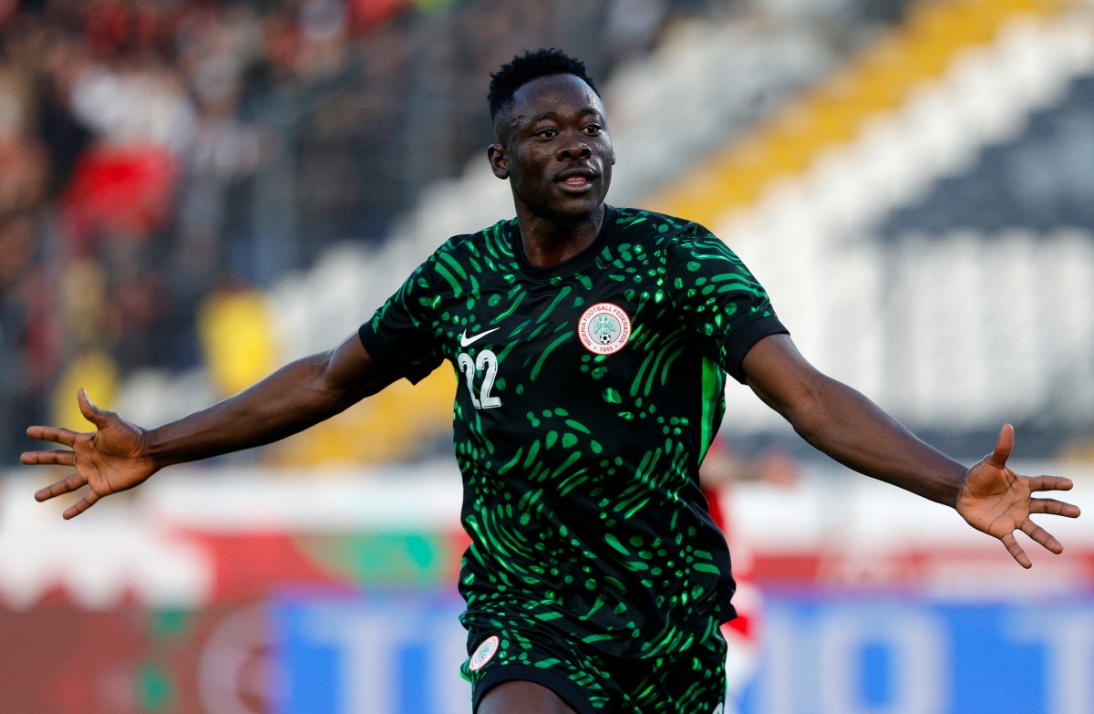 Nigeria's forward Akor Adams celebrates scoring the team's first goal but the goal is overuled by a VAR decision during the Africa Cup of Nations (CAN) third place football match between Egypt and Nigeria at the Mohammed V Stadium in Casablanca on January 17, 2026. AFP Photo