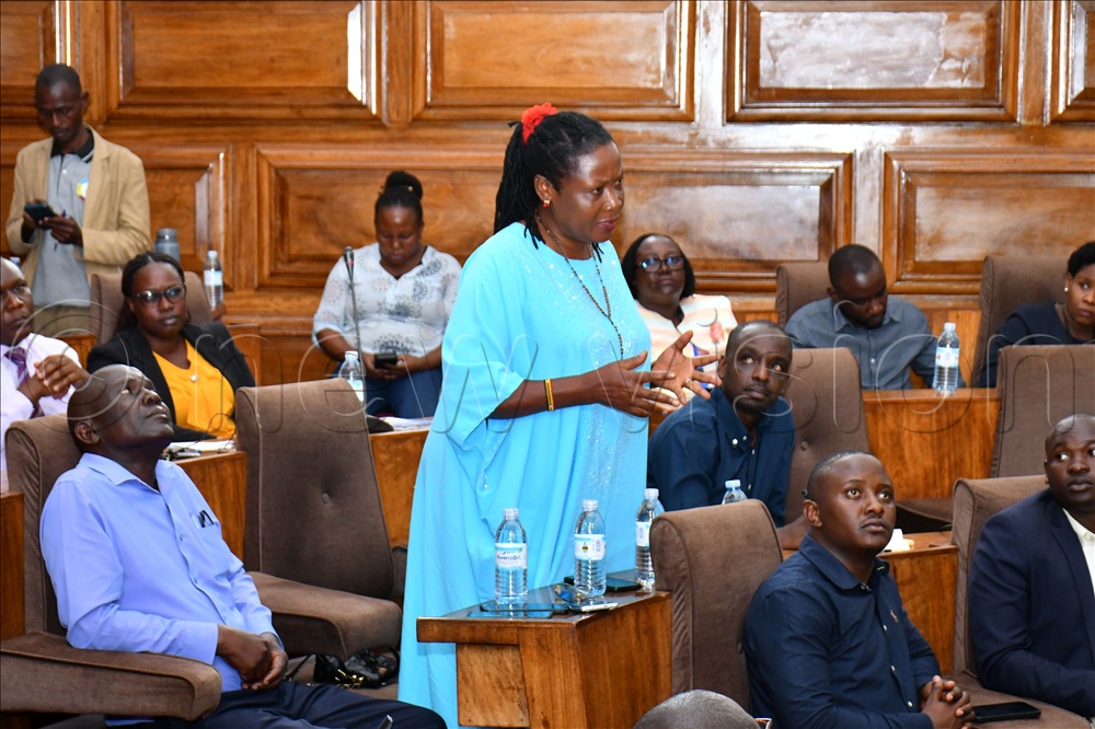 Councilor Agnes Kadama (standing middle) registering her complaints before the IGG at Jinja City chambers on April 15.  