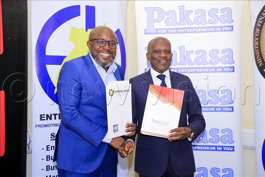 Wanyama and Ocici, after signing a memorandum of understanding aimed at strengthening entrepreneurship training and providing micro, small and medium enterprises (MSMEs) with better access to information and opportunities for growth. 