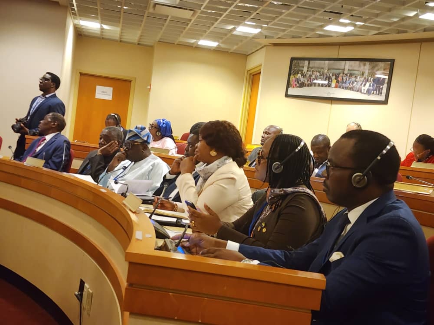 AU Delegations listen in on the African Union Peace and Security Council (PSC) Debate at the AU Observer Office in New York.