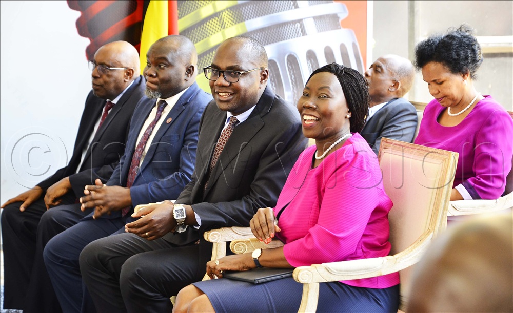 From left to right: Japheth Katto, founding Chief Executive Officer, Saul Sseremba, Chairperson of Board of Directors at Capital Markets Authority, Henry Musasizi, Finance minister, Josephine Okui Ossiya, CMA Chief Executive Officer during the launch of Capital Markets Authority 30th Anniversary celebrations at Uganda Media Centre in Kampala on 1ST September 2026. Photo by Juliet Kasirye