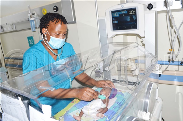 A doctor cares for a preterm baby in hospital