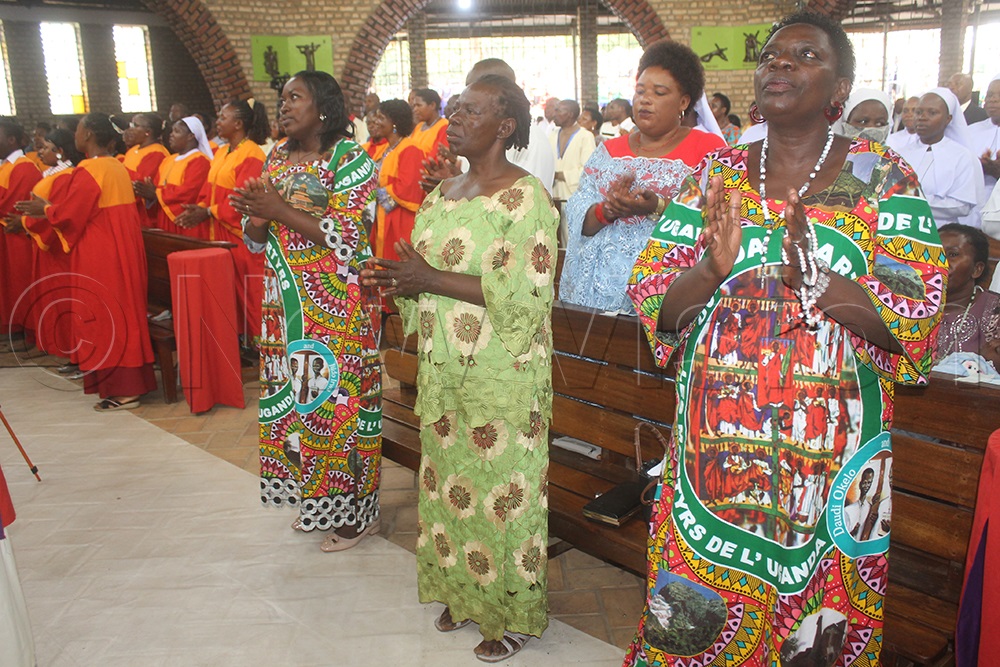 Some of the most devoted believers at Our Lady of Assumption Cathedral, located within Kasese Municipality, wholeheartedly expressed their Martyrs Day emotions and feelings during mass. (Credit: Samuel Amanyire)