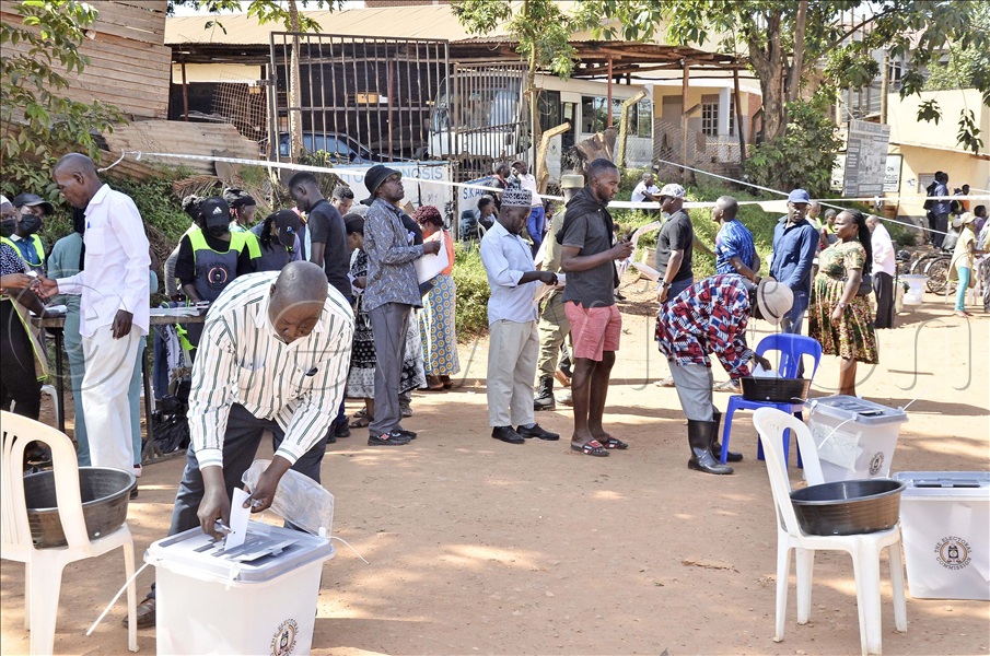 Voters participating in presidential elections at Kikoni polling station in Kampala on January 15, 2026. (Credit: Ronnie Kijjambu)