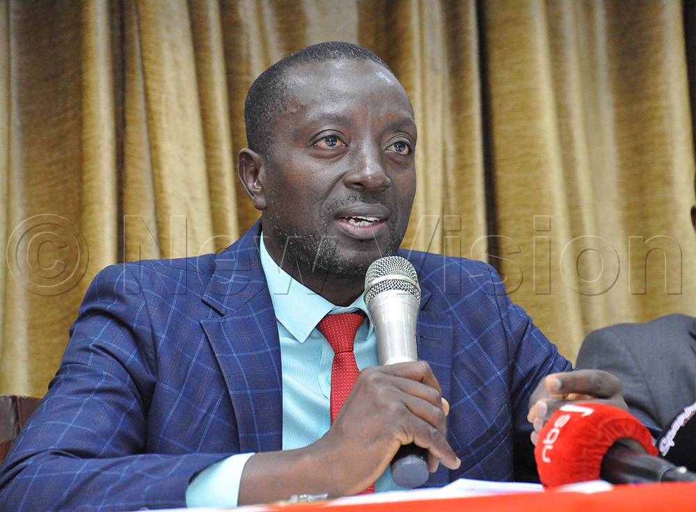 James Kunobere Acting Deputy Director Environment and Sanitation Directorate of Public Health and Environment (KCCA) addressing participants during the high-level stakeholders’ engagement meeting at Imperial Royale on August 20, 2025. (Photo by Nancy Nanyonga)  