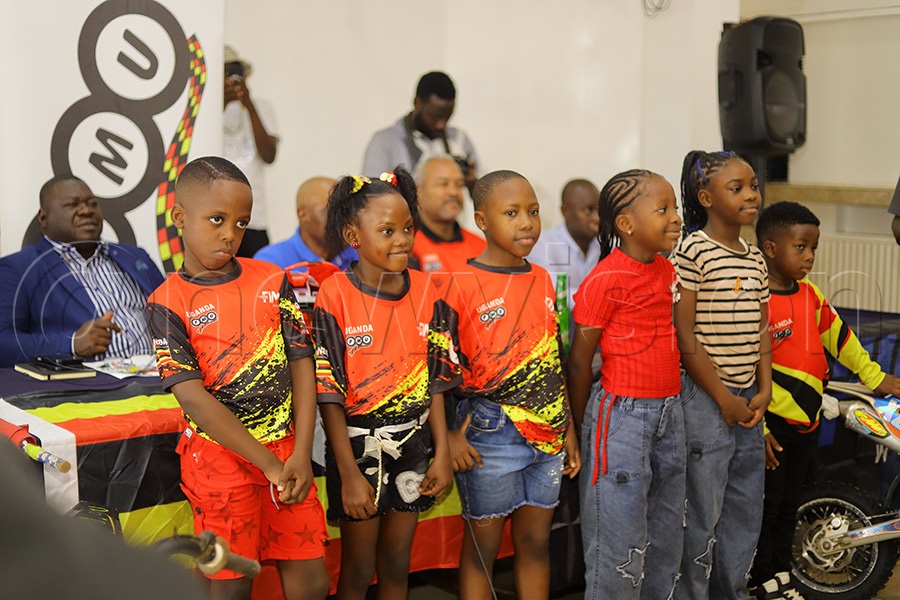 MX50cc senior riders during the flag-off ceremony at Cooper Chimney in Lugogo. Photo by Gerald Kikulwe.