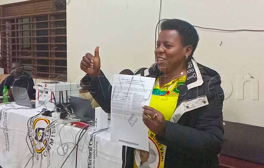 Jacinta Atuto, the incument Woman MP after being declared the Woman MP elect for Kapelebyong district