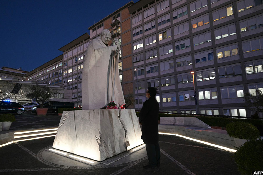 A view of Gemelli University Hospital, where Pope Leo XIV was admitted for his operation