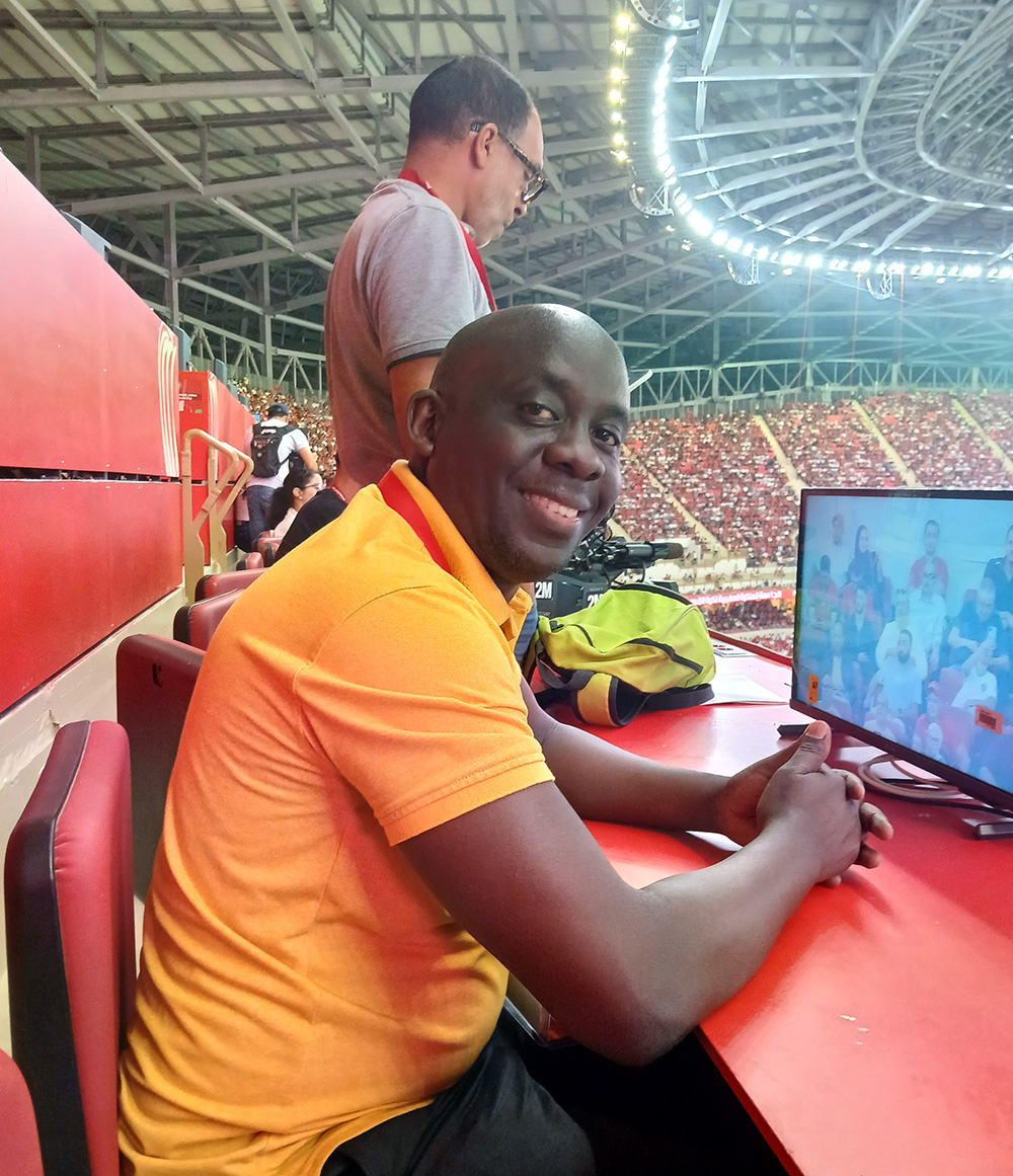 Fred Kaweesi inside the Prince Abdellah Stadium during the World Cup qualifier between Morocco and Niger