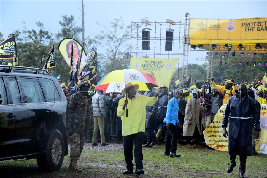 President was received at Bukalasa Agriculture College in Wobulenzi, Luwero district by big shots in the government, including the first national deputy NRM chairman, Al Hajji Moses Kigongo, speaker of parliament Annet Anita Among, NRM Secretary General Richard Todwong, among others. (All Photos by Eddie Ssejjoba)