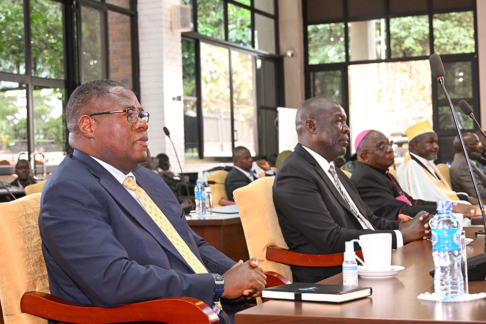 Speaker of Parliament Jacob Oboth Oboth and other dignitories and religious leaders attending heroes day celebrations at Nakasero on Tuesday. (PPU Photo)