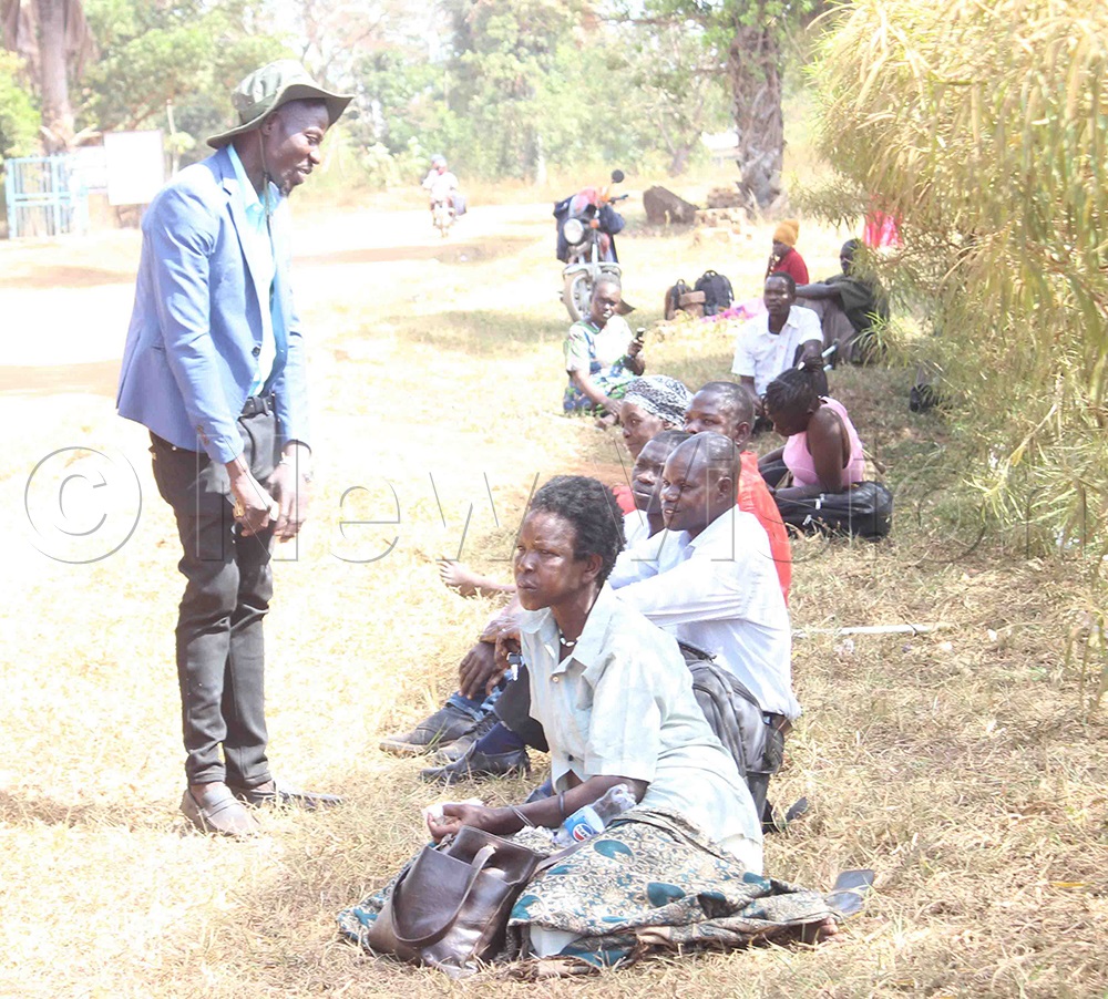 Joseph Odongo, one of the candidates for male PWDs for Kaberamaido district, while talking to some of the voters in Kaberamaido.