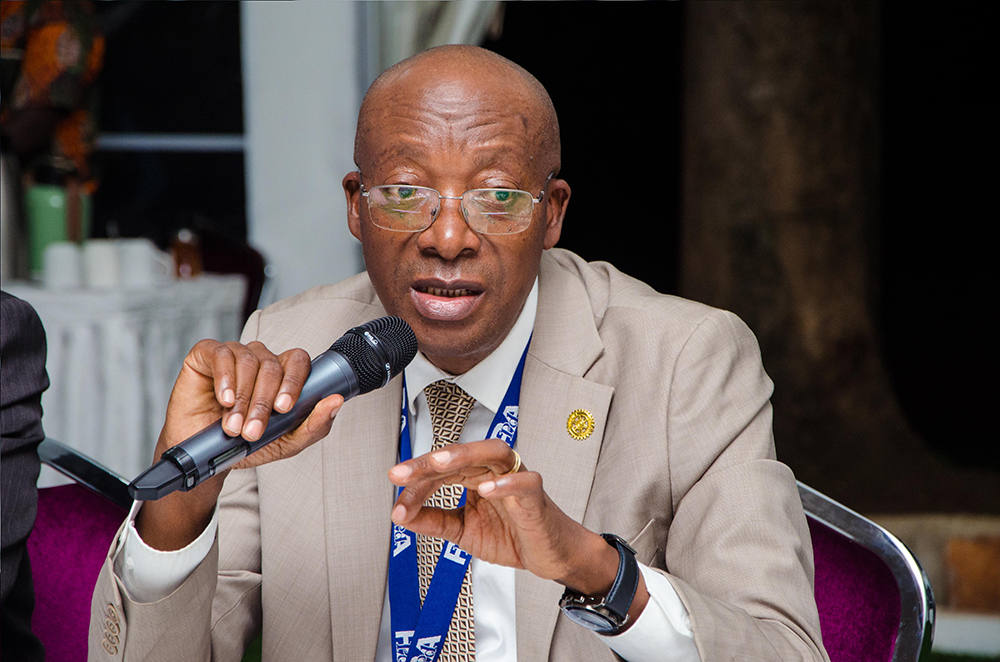 Benson Turamye, Executive Director of Public Procurement and Disposal of Public Assets Authority (PPDA) remarking. PPU PHOTO