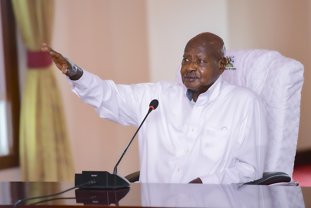 President Yoweri Museveni addressing guests during the meeting.