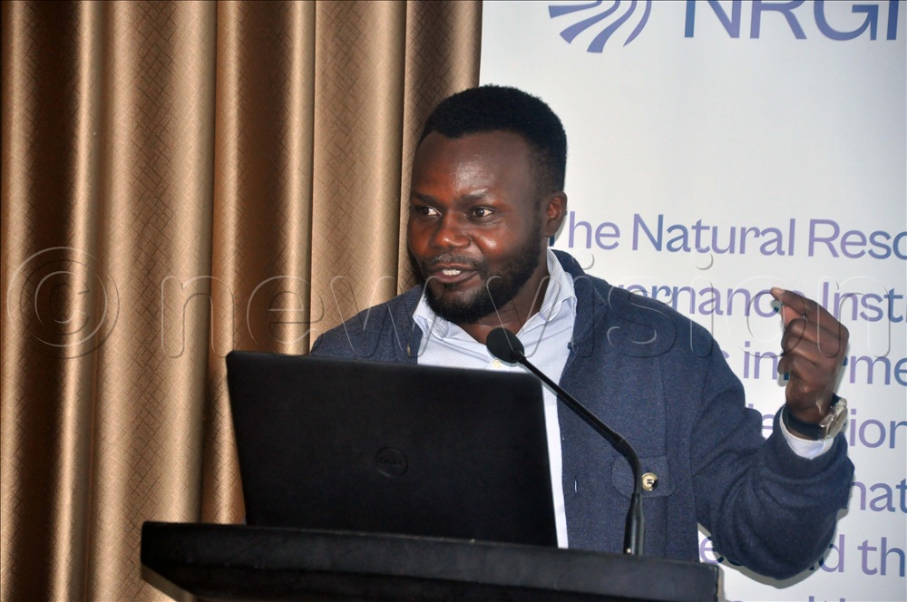 Mbogga presenting the study findings during the validation workshop on ‘Mapping study on Uganda’s methane emission abatement ambitions’ in the oil and gas sector at the Sheraton Hotel, Kampala. 