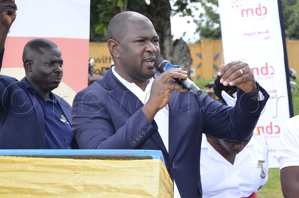 Rooney Bahatungire, the Commissioner of Clinical Services in the Ministry of Health, addressing the congregation during the commemoration of the World Sight Day. (Photo by Yosam Gucwaki)