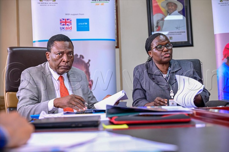 Dr Charles Olaro, Director General of Health Services Ministry of Health and Dr.Samalie Namukose, Assistant Commissioner Nutrition. (All Photos by Miriam Namutebi)