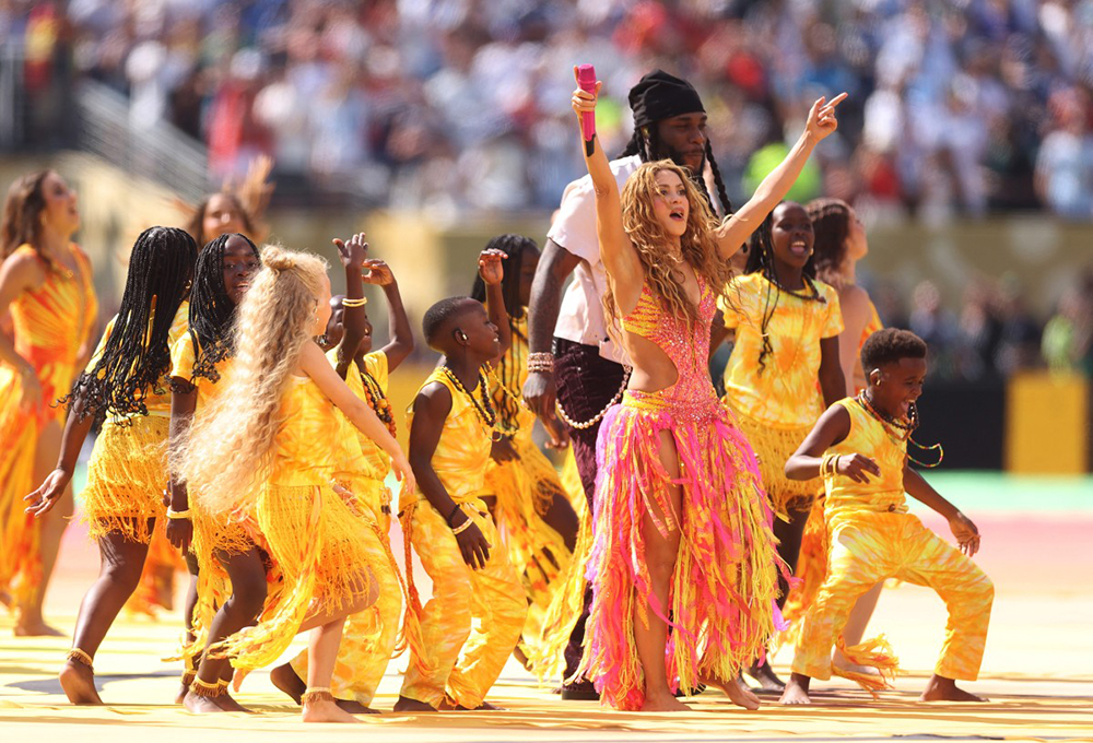Shakira performs during the Topps Final Halftime Show the FIFA World Cup 2026 Final match between Spain and Argentina at New York New Jersey Stadium on July 19, 2026 in East Rutherford, New Jersey. (Credit: AFP)