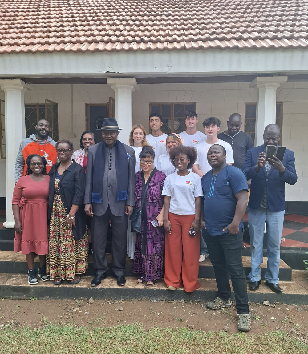 The team from University of West England and New Dawn International meeting the Bugisu cultural leader, Jude Mudoma during their visit in Uganda recently. (Photo by Lydia Nabwire)