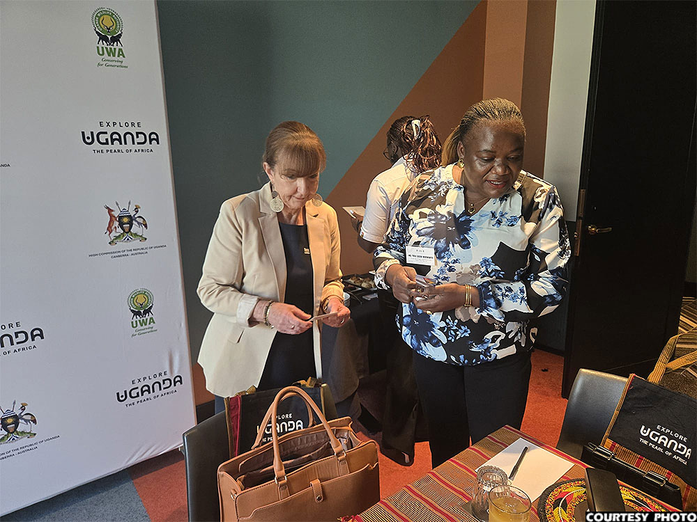 South African Airways' Vicki Gordon (left) and Uganda High Commission Consular officer Susan Tiisa Mugwanya (right)