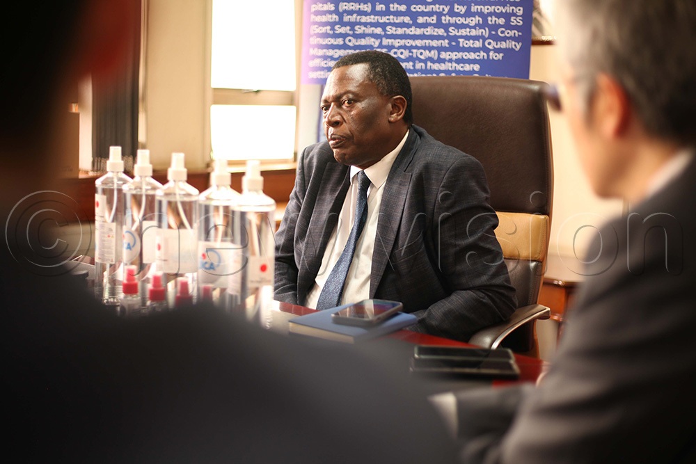 Director General of Health Services Prof. Charles Olaro said the sanitisers would play a critical role in protecting health workers and patients from infection. (Photo by John Musenze)
