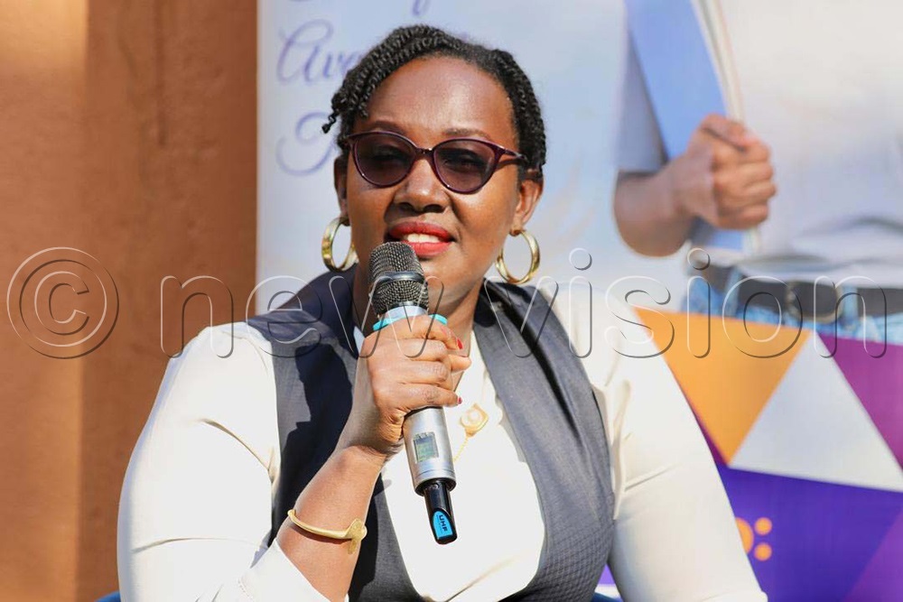 Pheona Nabasa Wall, Fidelis Leadership Institute (FLI) executive director addressing the media during the launch at Kololo. (Photo by Barbra Kabahumuza)