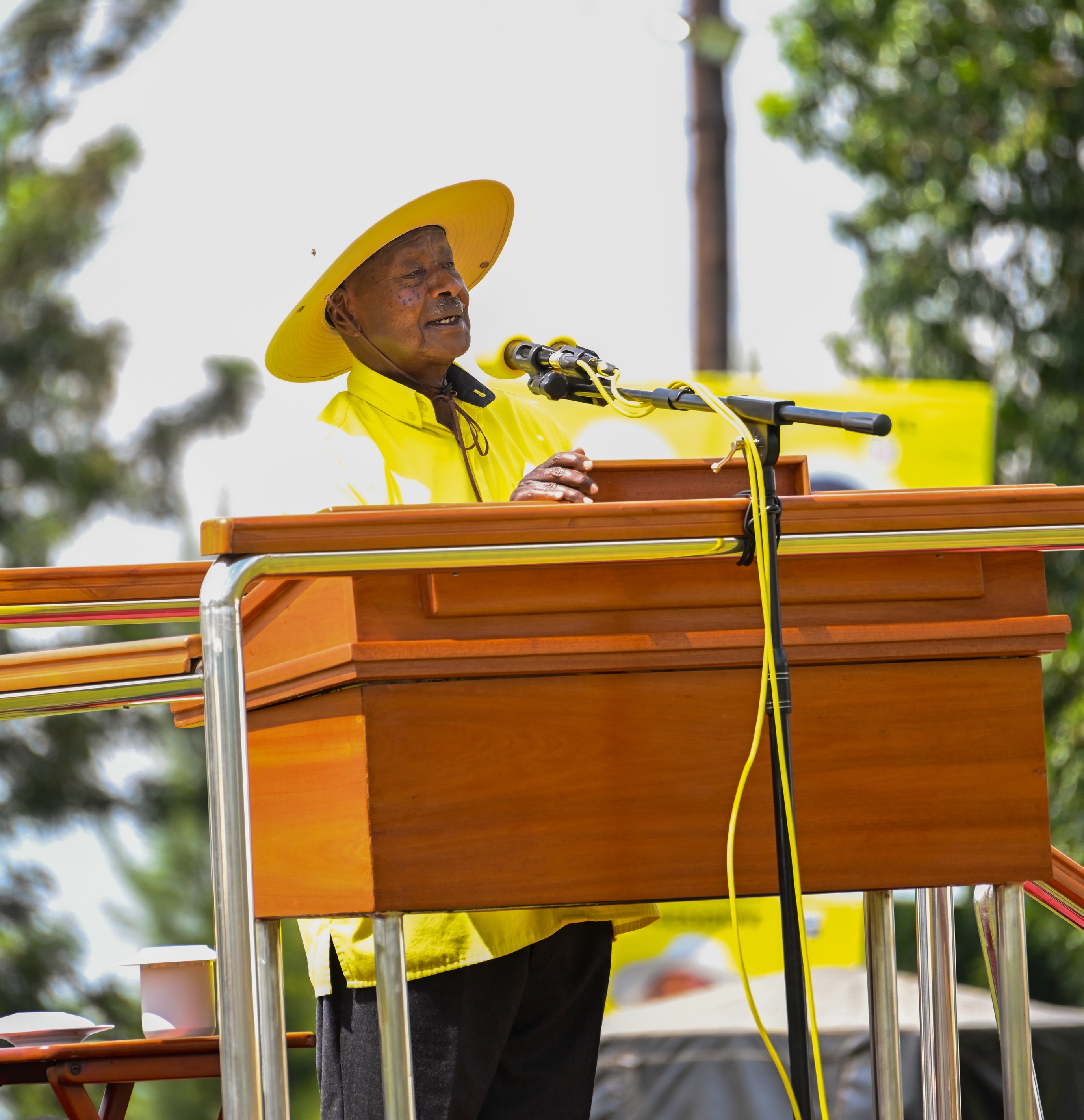 The President said the government allocates about 1.2 billion shillings annually for murram road maintenance, but cautioned that the funds must be properly utilised. (PPU Photos)