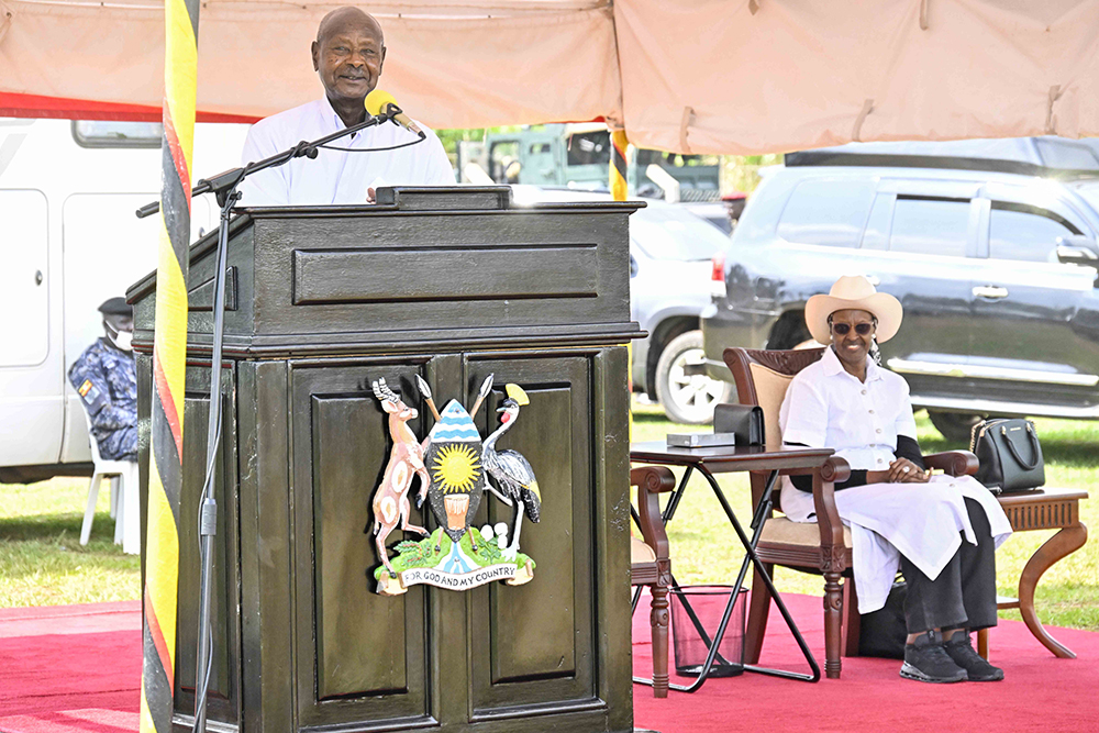 President Yoweri Museveni delivering his remarks. (PPU)