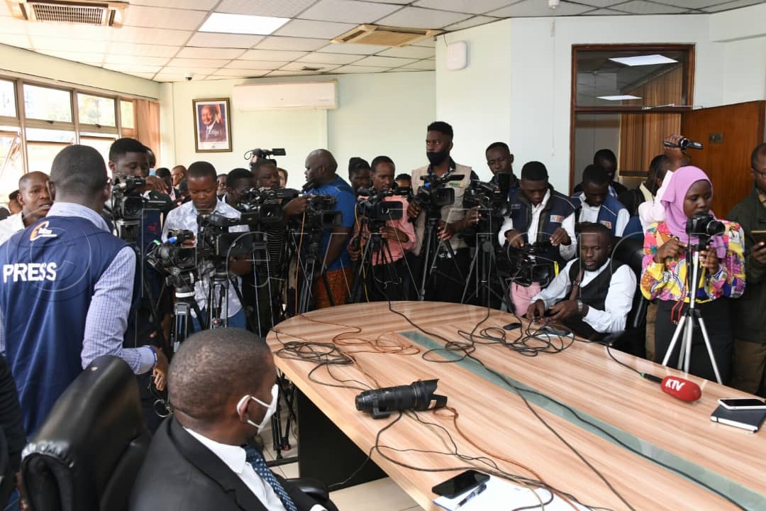 Members of the press covering the news of the Ebola outbreak