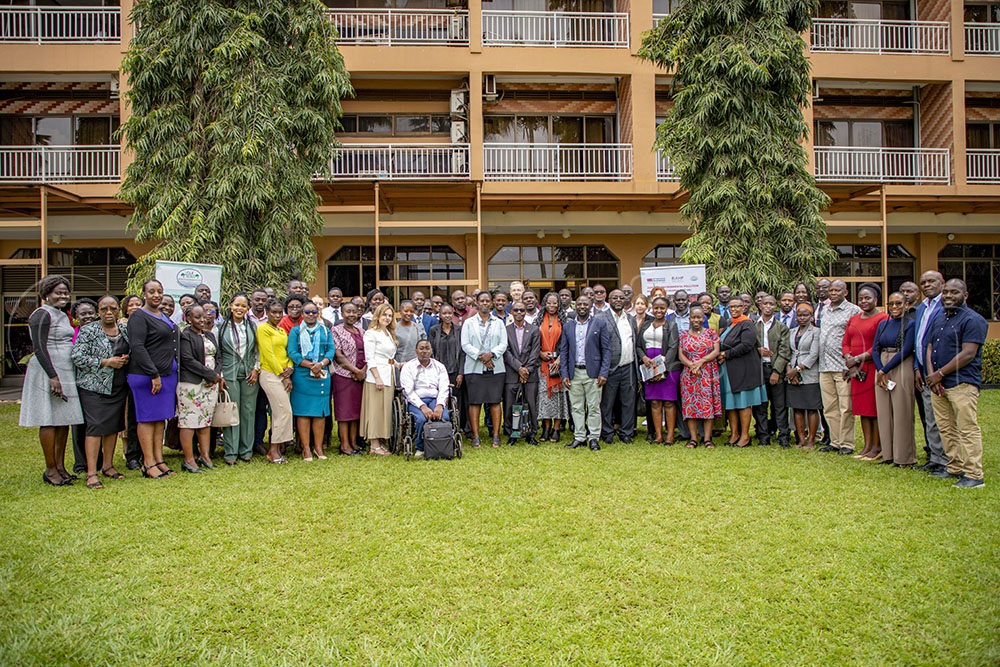 Participants of the Environmental pollution program conference pose for a group photo. (Photo by Agnes Kyotalengerire)