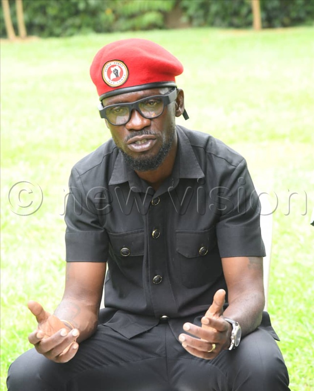 NUP presidential flag-bearer Robert Kyagulanyi speaking during the press conference.