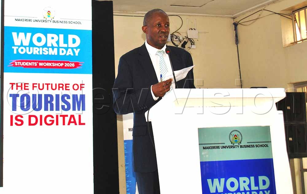 Muhwezi advised students to use the internet on their phones to develop innovative tourism business ideas and market them through the same channel to earn a living. (Credit: Jovita Mirembe)
