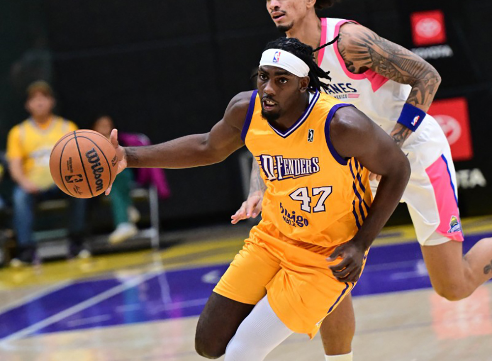 Arthur Kaluma #47 of the South Bay Lakers dribbles the ball during the game against the Mexico City Capitanes January 24, 2026 at UCLA Health Training Center in El Segundo, California. (AFP photo)