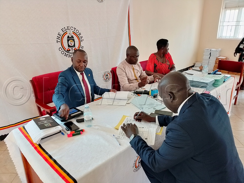 Geofrey Omolo during nominations at the electoral commission offices in Katakwi district. (Credit: Francis Onen)