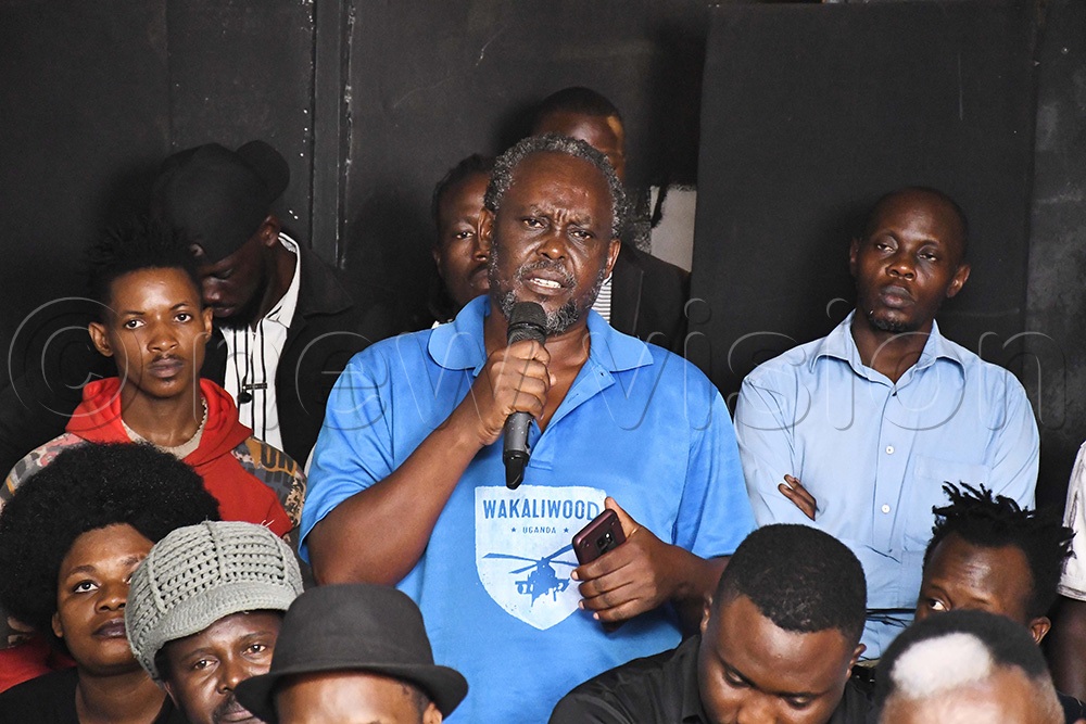 Isaac Geoffrey Nabwaana of Wakaliwood making his remarks during a press conference held at National Theatre about copyright. (Photo by Ignatius Kamya)