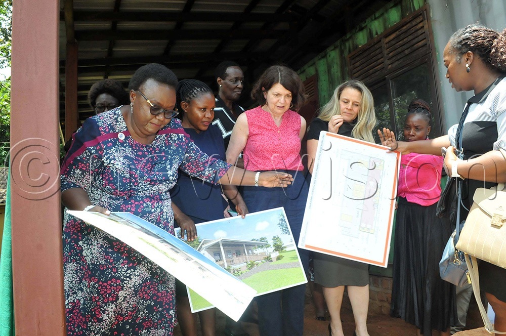 (L-R): Helen Kaweesa, the former chairperson of the Chevening Alumni Association of Uganda with Loyce Maedero, the Head Teacher of the Kampala School for the Physically Handicapped children, Emma Hennessey, the Head of the Scholarships Unit in the UK and Maecella Winearls, the head of Public Diplomacy at the British High Commission showing the new block for the Library at the Kampala School for the Physically Handicapped children in Mengo on 9th March 2026. (Photo by Nicholas Oneal)