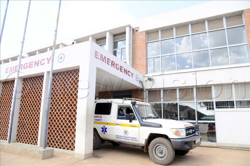 Dr. Adnrew Odur, the hospital administrator of Lira Referral Hospital explaining about the interior of a modern ambulance. 