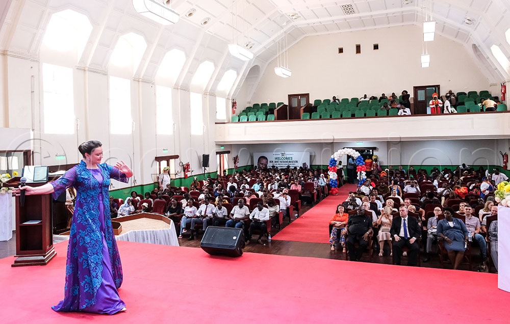 Natalya Kirillova, a Russian musician, performs traditional Russian opera music during the Russian festival at Makerere University, on September 19 2025. (Credit: Hajarah Nalwadda)