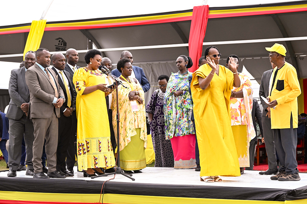 Some of the MPs who attended Prof. Ephraim Kamuntu&rsquo;s thanksgiving ceremony in Sheema on Saturday. (PPU Photo)