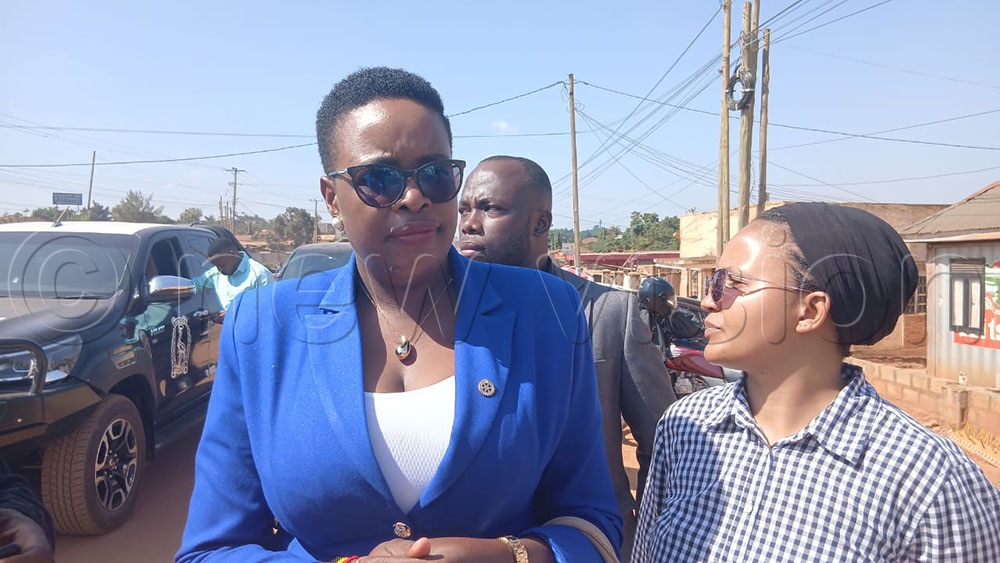 Former Deputy Lord Mayor Doreen Nyanjura at Kira Road Police Division where her former boss is being held. (Credit: Ponsiano Nsimbi)