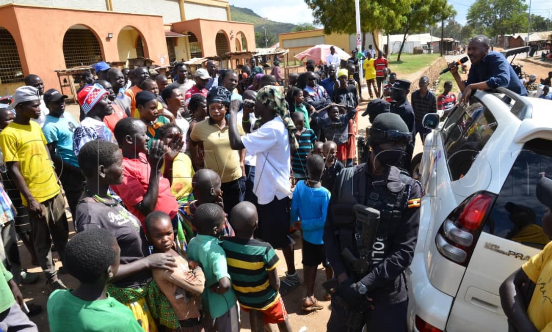Alliance for National Transformation (ANT) presidential flag-bearer Maj. Gen. (rtd)  Mugisha  Muntu addressing voters in Karamoja. (Credit: Stuart Yiga)